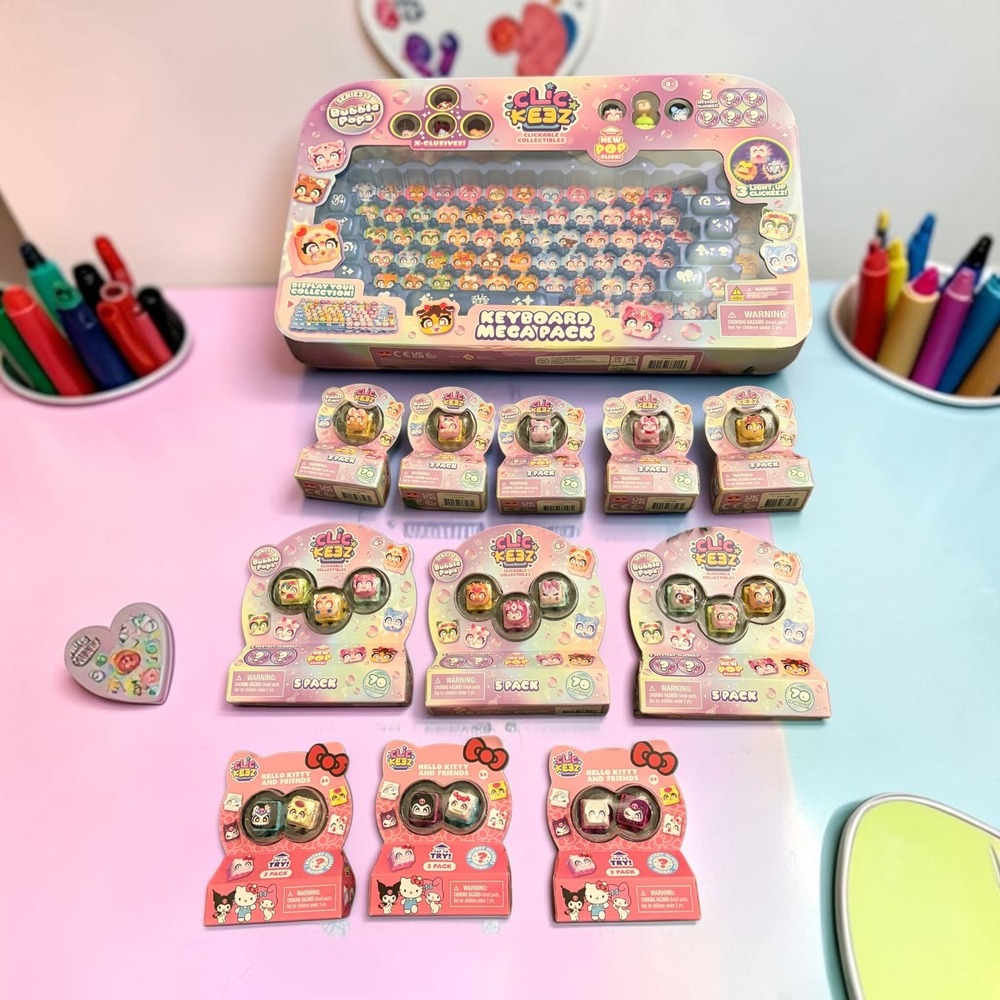 Clickez Clickable Collectibles Keyboard Mega Pack Hello Kitty Bubble Pops Bundle